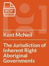 The Jurisdiction of Inherent Right Aboriginal Governments